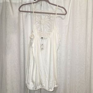 Express white crochet back cami sz large